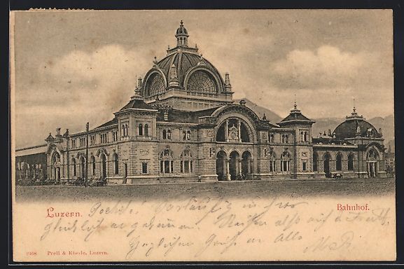 Cartes postales: AK Luzern, Bahnhof mit Vorplatz – D'occasion à Berlin par bartko-reher