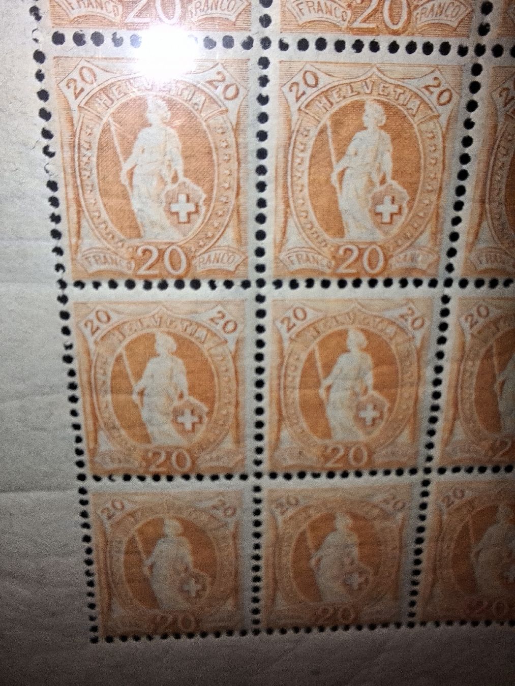 Alle Briefmarken: Stehende Helvetia Teil Bogen 94Ac. mit Attest  – Gebraucht aus Balgach von SIMEON27 3