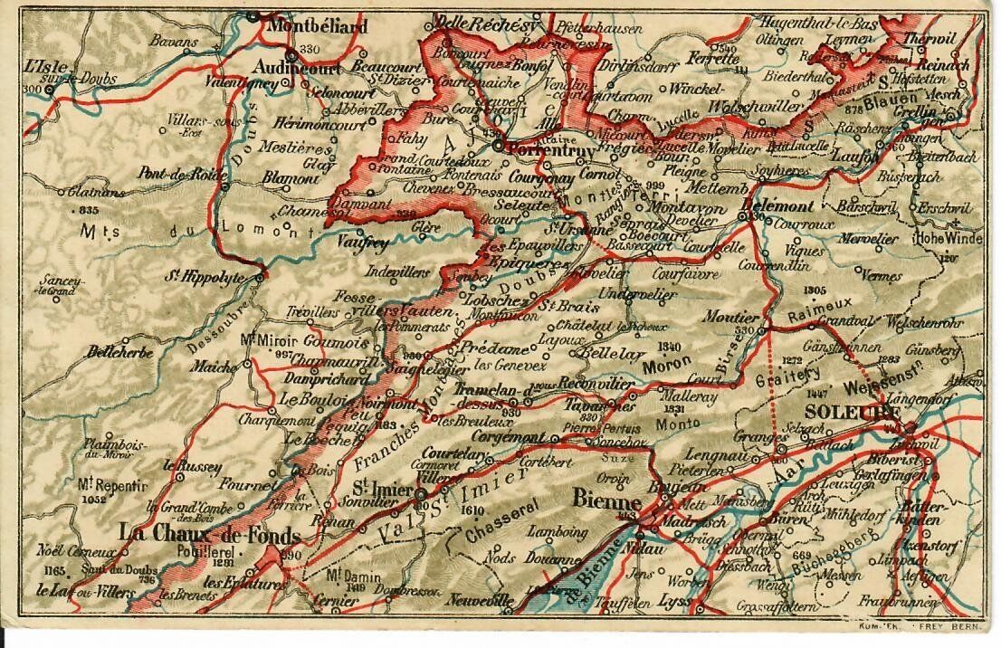 Cartoline postali: AK - Landkarte - Stabstempel Courrendlin – Usato da Hochdorf venduto da Ziegel-16
