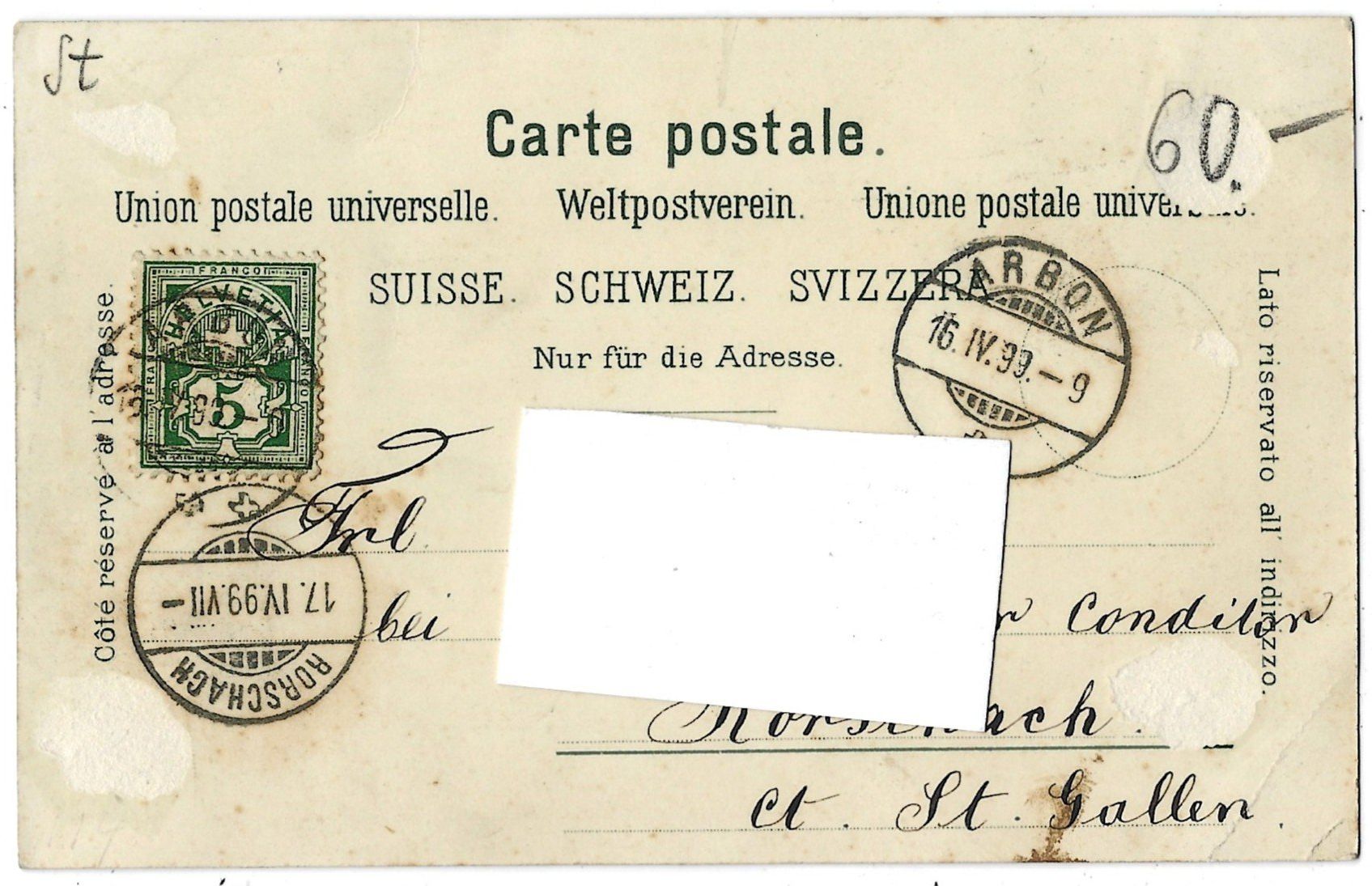 Cartoline postali: G R U S S   aus   A r b o n. – Usato da Bütschwil venduto da Jackson1A 1