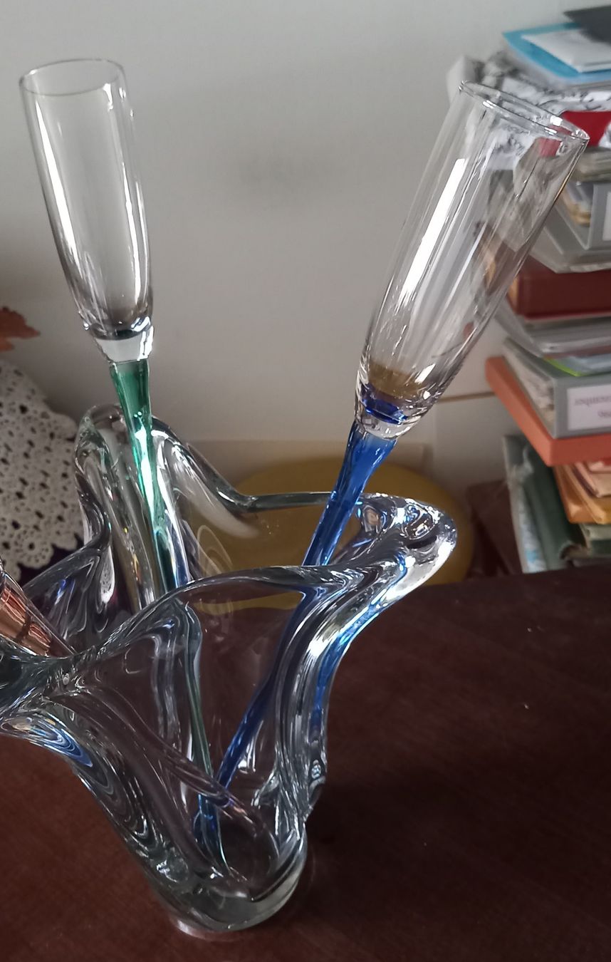 Murano Vasi & Recipienti: Flûtes à Champagner mit Murano Vase. – Usato da Greifensee venduto da YMCA1943 3