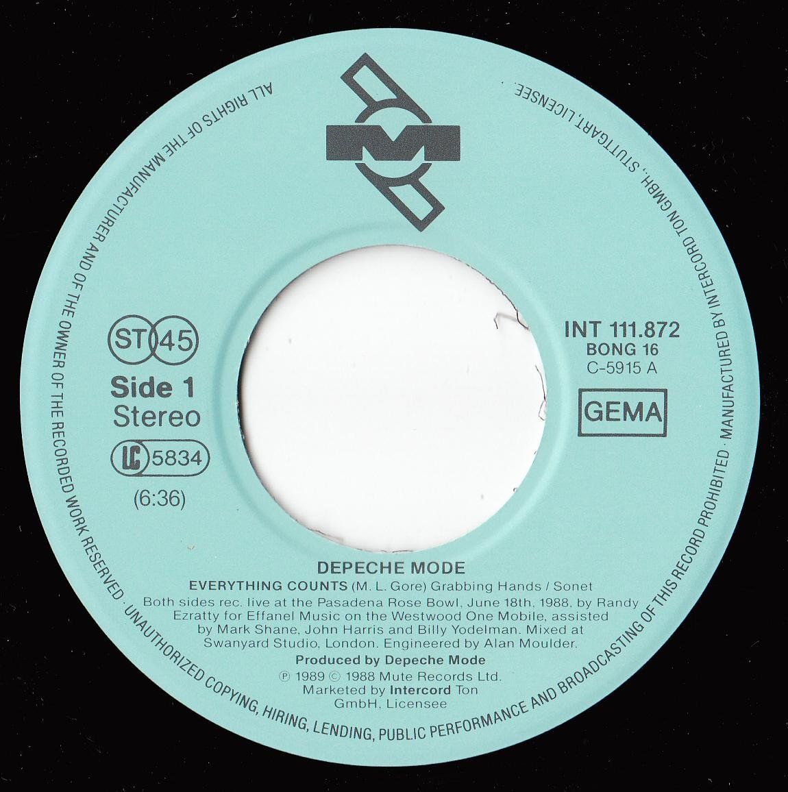 Schallplatten: Depeche Mode Vinyl Single von 1989 – Gebraucht aus Volketswil von Abcrecords 2