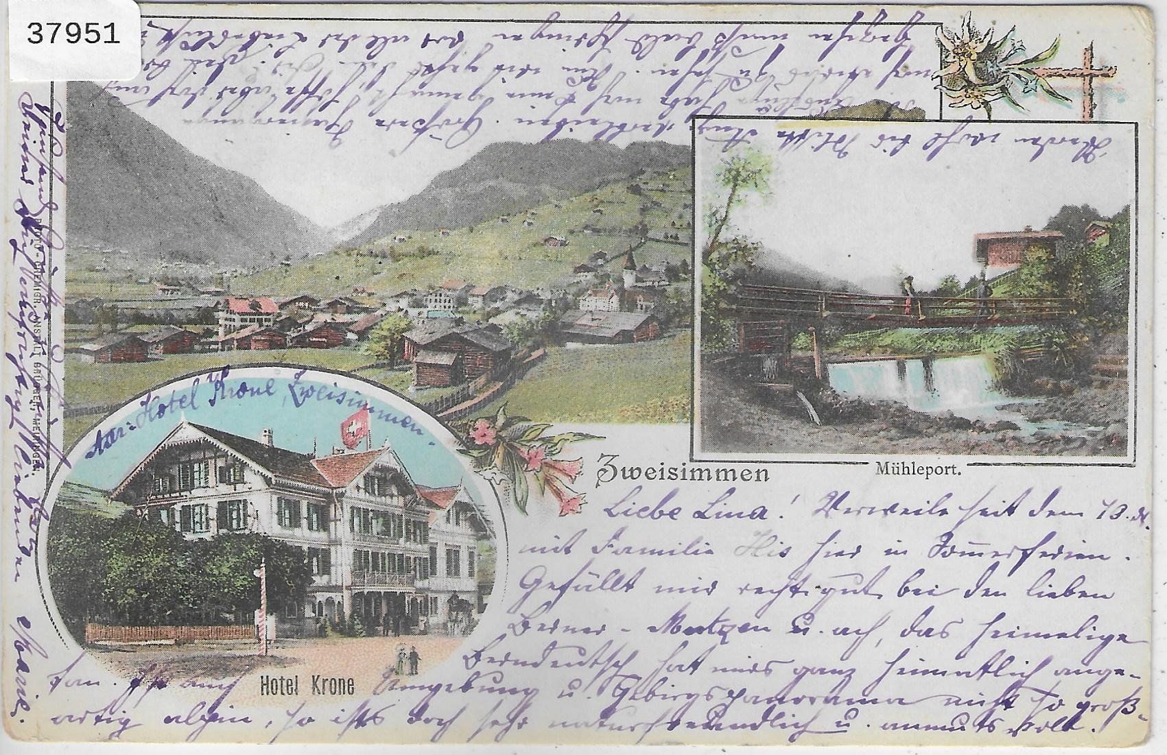 Ansichtskarten: Gruss aus Zweisimmen - Hotel Krone – Gebraucht aus Ettingen von Kartenplanet