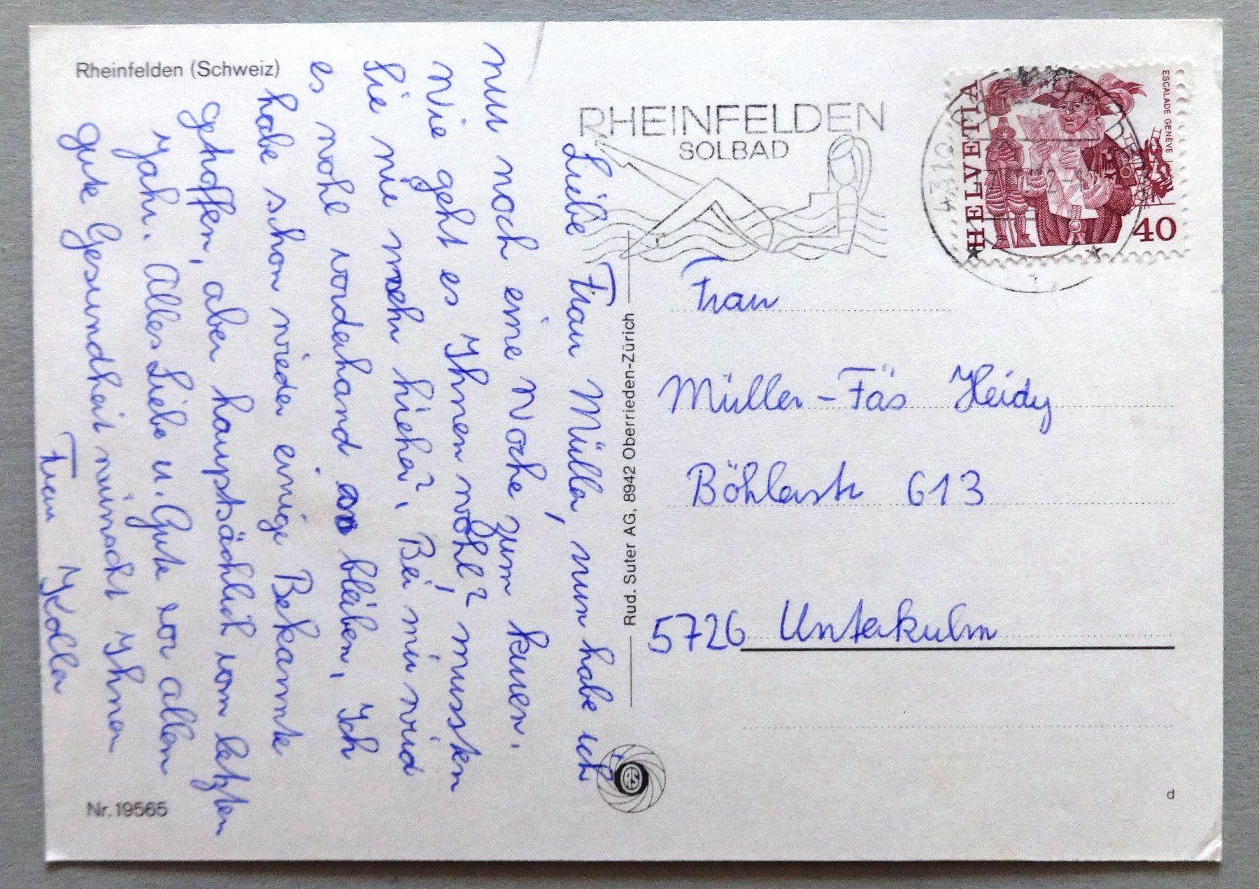 Cartes postales: Rheinfelden – D'occasion à Fétigny par Billy2miny 1