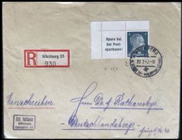 Deutsches Reich Einschreiben Brief Nürnberg 1942 WW2