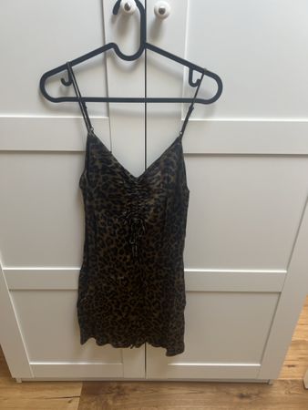 Damen Minikleid Leopardenmuster gerafft guter Zustand