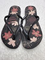 Tongs Havaianas noir motif floral 37/38