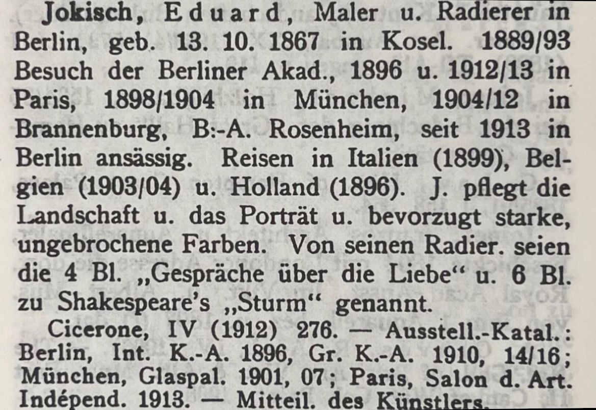Dipinti: Jokisch Eduard (1867-1943) – Usato da Grosshöchstetten venduto da Perle1951 6