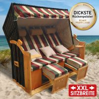 Strandkorb 3-Sitzer + Schutzhülle - Rot/Grün/Beige Kariert
