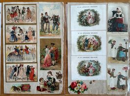 8 Seiten antike Oblaten Bilder ca. 1890 Schokolade