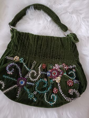 Vintage Samt Tasche mit Pailetten Detail