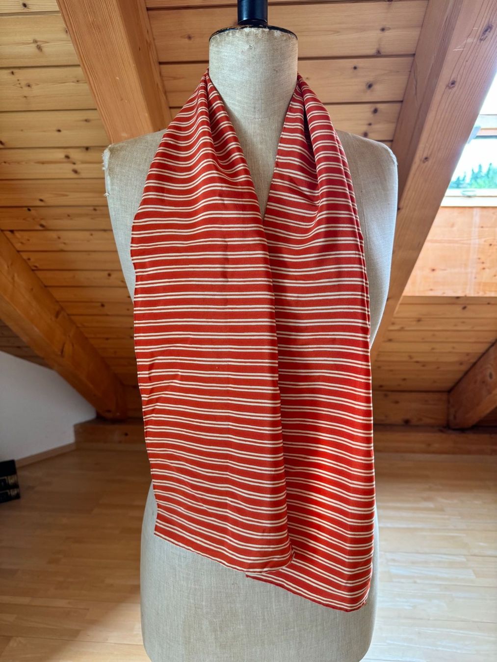 Foulards, Tücher & Schals: Seidenfoulard orange, beige gestreift – Neu (gemäss Beschreibung) aus Stäfa von Mofi8712 1