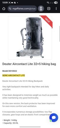 Deuter Aircontact Lite 32+5 Hiking Backpack very good condit