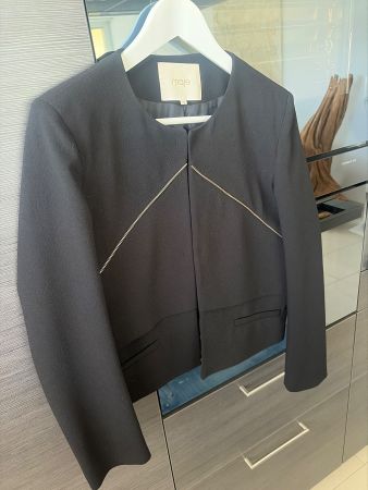Maje Paris Kurzjacke Gr. 38 Schwarz | Asymmetrischer Reißver