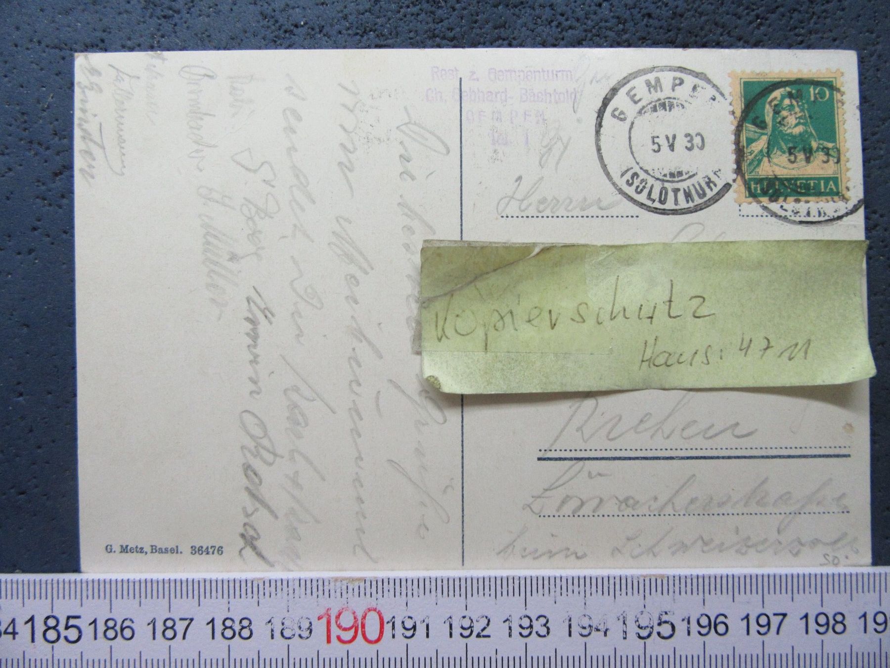 Cartoline postali: GEMPENFLUH RESTAURANT GEMPENTURM 1930 AK SO – Usato da Ettingen venduto da Hausi4711 1