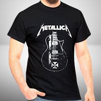🎸 Metallica Rundhals-T-Shirt mit Gitarren-Print Gr. 46🖤🔥