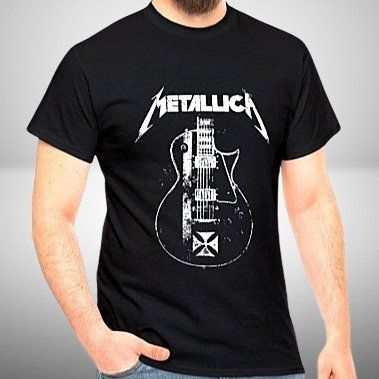 🎸 Metallica Rundhals-T-Shirt mit Gitarren-Print Gr. 46🖤🔥