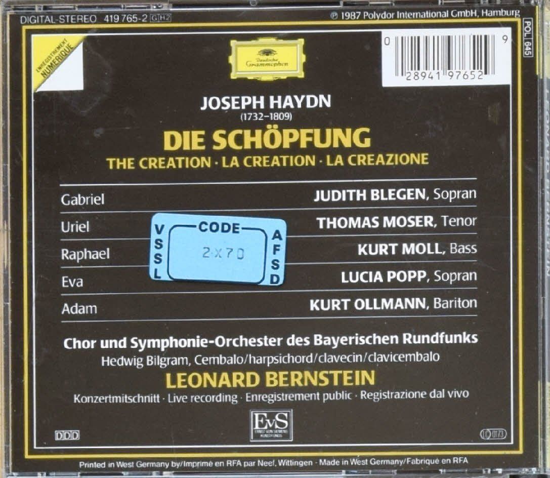 CD: Joseph Haydn - Die Schöpfung 2 CD – Usato da Niederhelfenschwil venduto da Rol9527 1