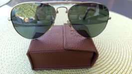 Sonnenbrille Pilotenstyle Silver mit braunem Etui