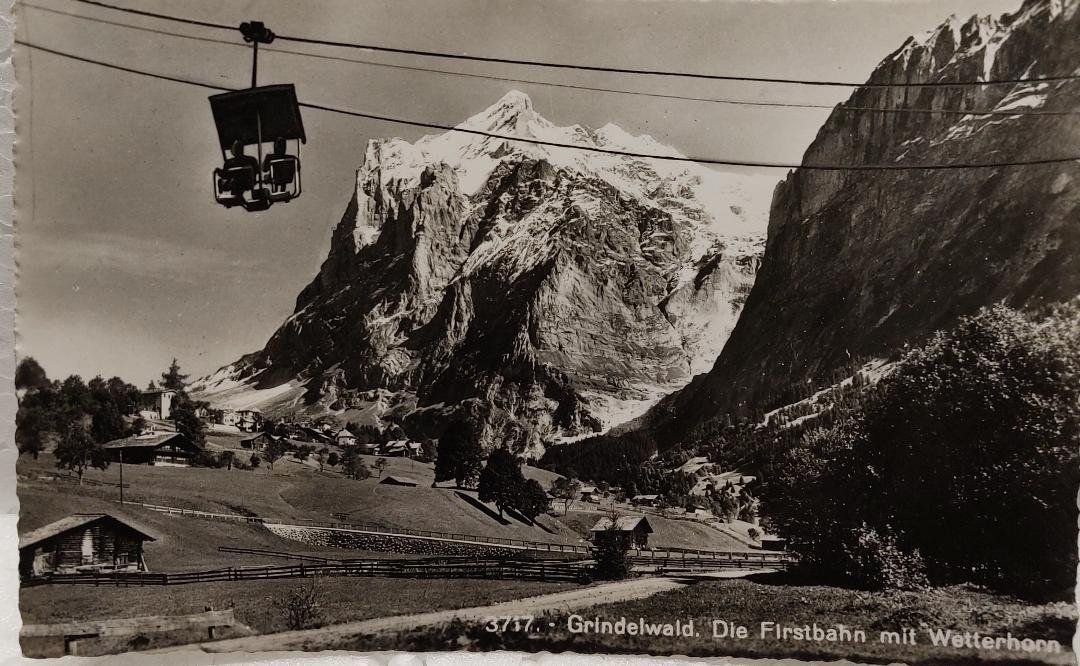 Cartoline postali: GRINDELWALD  -  Firstbahn mit Wetterhorn – Usato da Delémont venduto da Domdom1