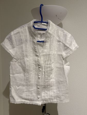 Reformation Leinen Top Weiss mit Spitze, Grösse S
