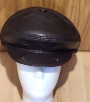 Casquette gavroche en cuir marron taille XXL