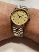 Tissot pr 100 quartz uhr Saphire Glas , 34 mm stahlgold look
