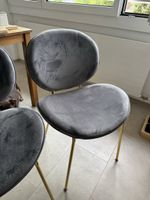 2 Stühle - Samt Grau mit Goldgestell guter Zustand