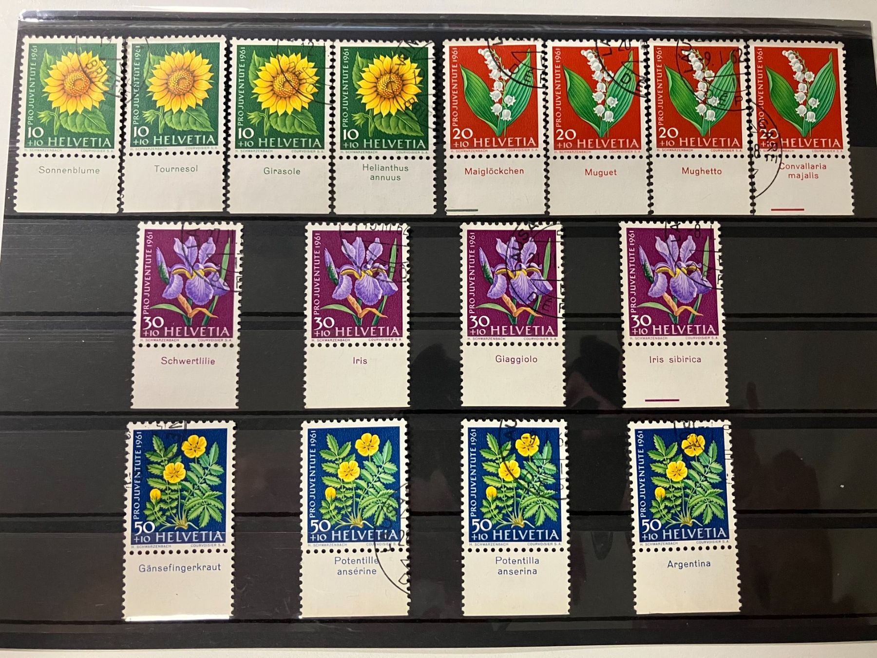 Tutti i francobolli: Pro Juventute mit Tabs 1961, gestempelt, KP 144.-- – Usato da Würenlos venduto da Eulenpostuhu