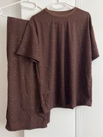 Ensemble T-shirt et pantalon marron pailleté S