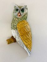 Eule Keramikfigur auf Ast (für Wandbefestigung)