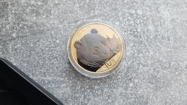 Panda 2018 Space Gold Gilded 30g Silber .999 China