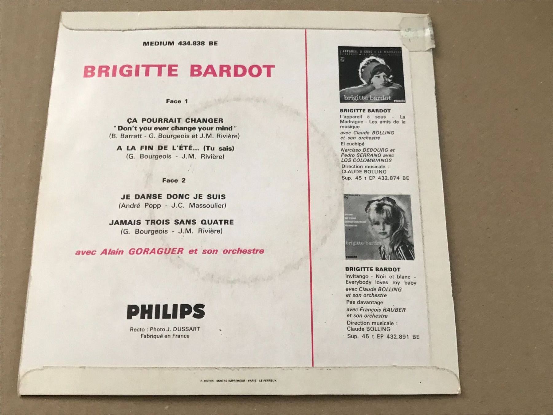 Dischi in vinile: BRIGITTE BARDOT - Ça Pourrait Changer - 1964 - EP – Usato da Buchs AG venduto da Archie 1