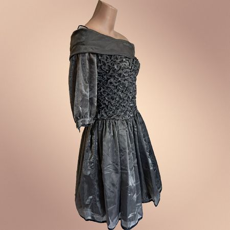 Cocktailkleid Abendkleid Festkleid Gr.M/L dunkelgrau silber