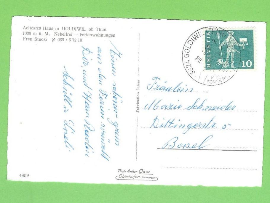 Cartoline postali: Goldiwil, Aeltestes Haus – Usato da Zürich venduto da t24_de 1