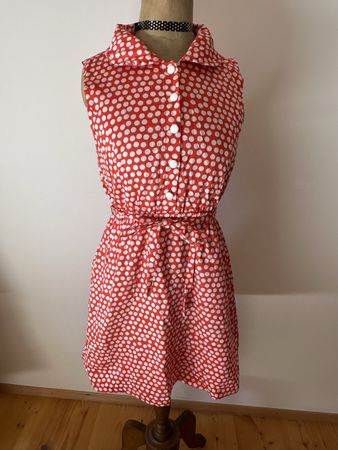 Vintage Tülle Kleid, rot mit Punkten, Grösse M