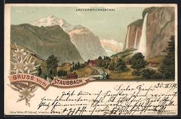 Litho Lauterbrunnen, Ort, Staubbach und 