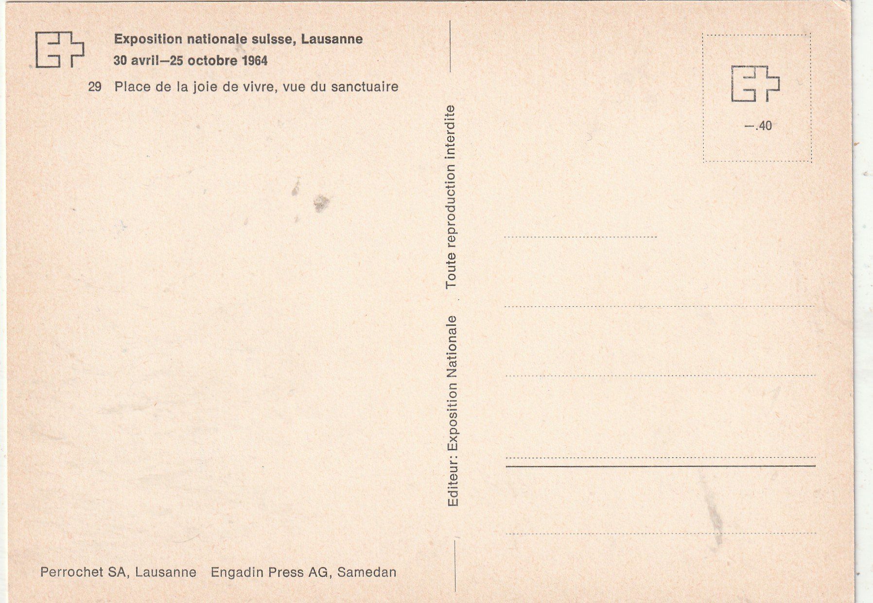 Cartoline postali: EXPO Lausanne 1964 – Usato da Lumbrein venduto da made02 1