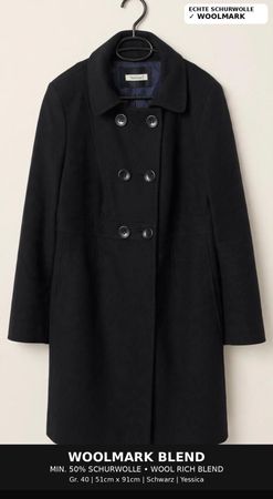 ❤️40/42 - Warmer Damenmantel Woolmark Blend