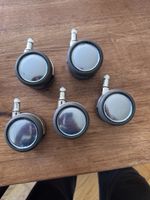 5 Bürostuhl Rollen, neu, Durchmesser 65mm, chrom-glanz