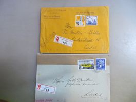 2 gelaufene Fa.-R-Briefe Wabern+Aarau nach Liestal 1940+44