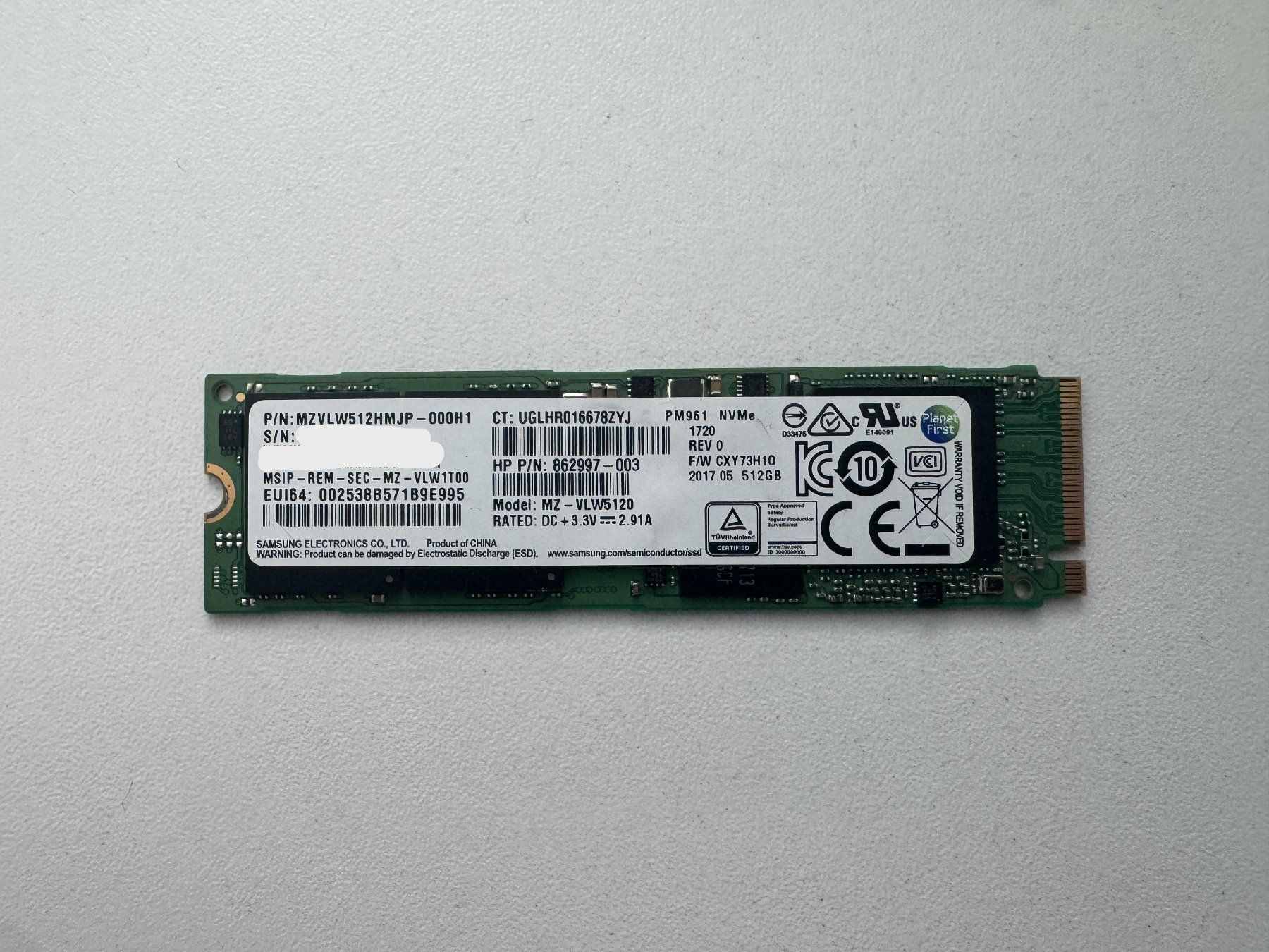 Samsung Dischi rigidi: Samsung PM961 NVMe SSD – Usato da Bremgarten AG venduto da joker_eat_world