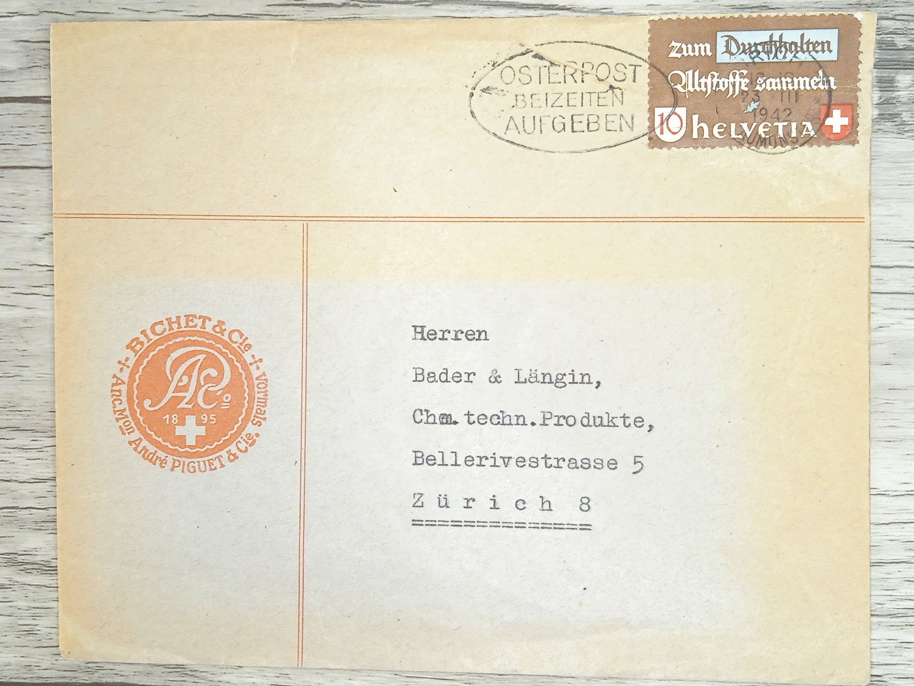 Tutti i francobolli: TR20 Enveloppe + Timbre Suisse 1942 – Usato da Cousset venduto da Patrick_Collections