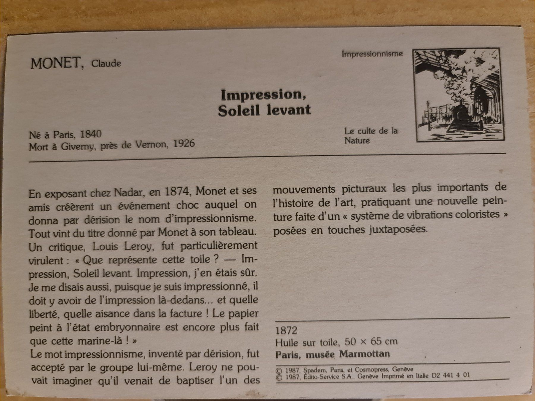 Cartoline postali: Ansichtskarte Claude Monet Impression, Soleil levant – Nuovo (secondo la descrizione) da Dintikon venduto da Vexi 1