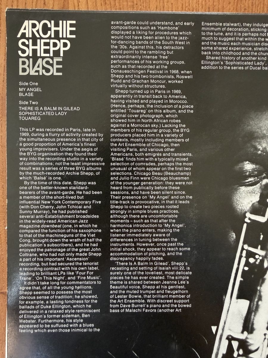 Dischi in vinile: Archie Shepp: Blase – Usato da Winterthur venduto da romaroma 2