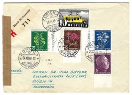 1948 Pro Juventute Satzbrief mit Zensur von Zürich nach Wien