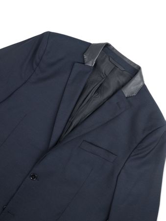 J.Lindeberg Blazer Primatist Super 100s Navy Leather Trim