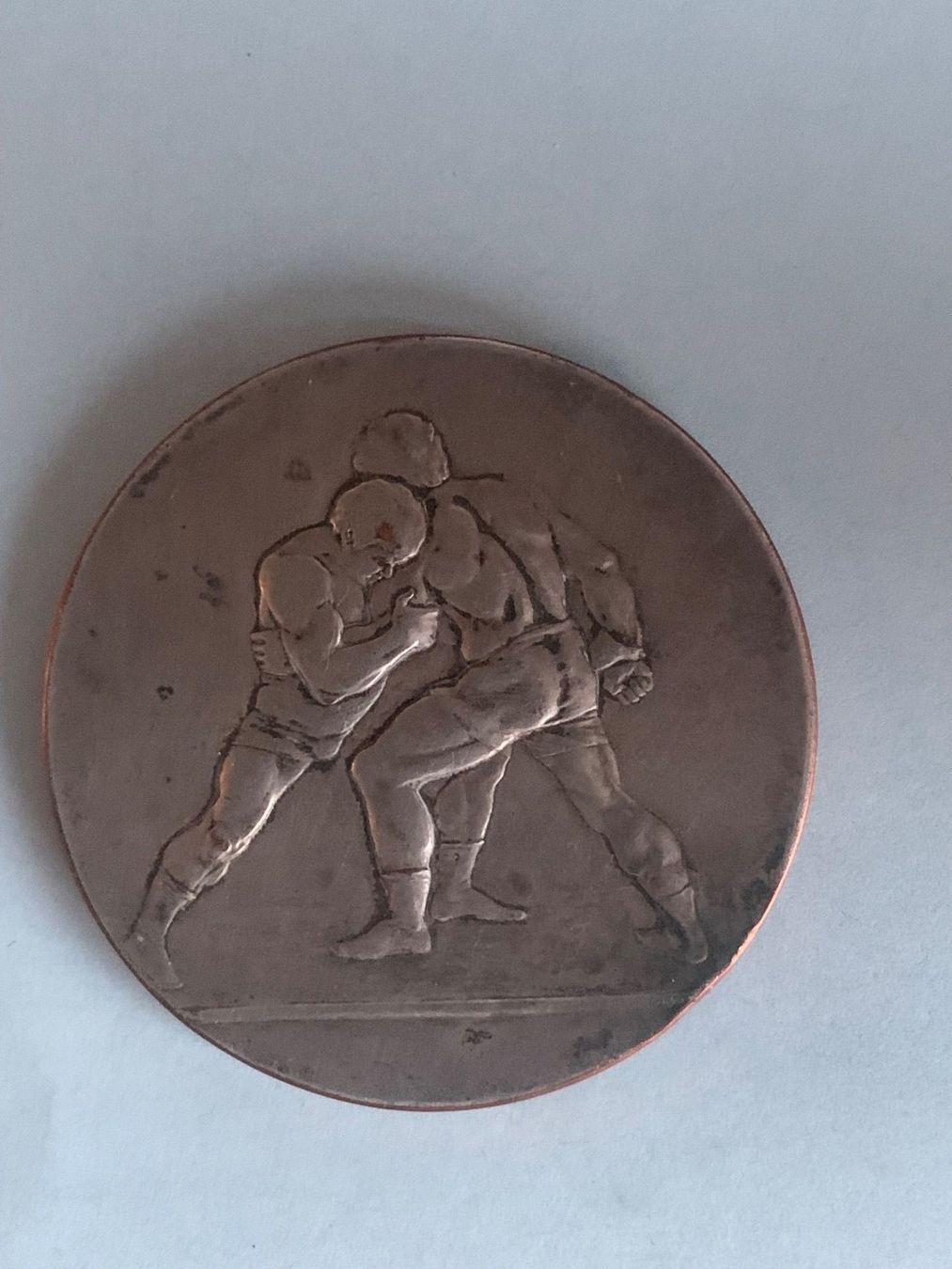 Medaillen: RINGEN/LUTTE - Bronze Medaille versilbert – Gebraucht aus LE LIGNON von Katanaion