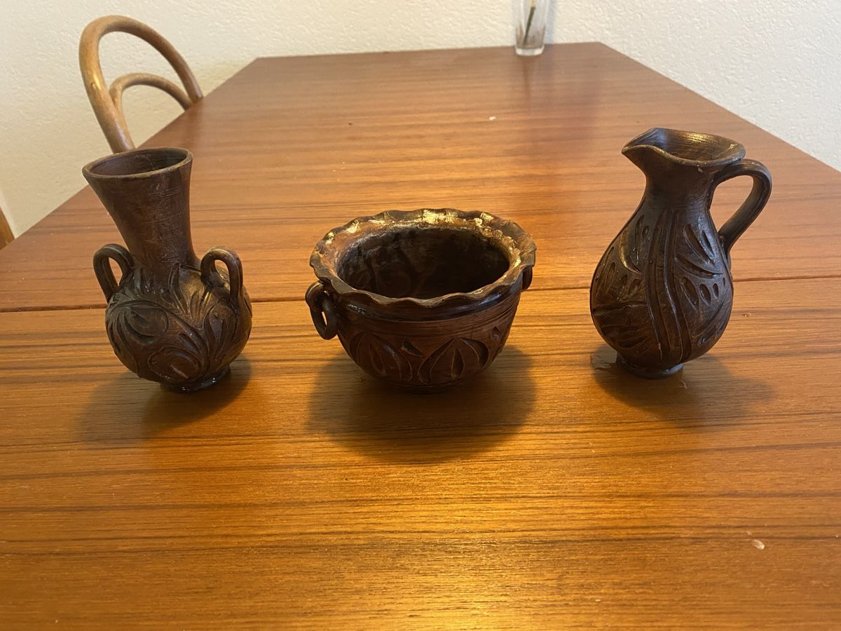 Vasi & Recipienti: 3 antike Tongefässe, Vase, Krug, Übertopf – Usato da Winterthur venduto da grischa_2000