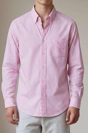 Chemise GANT "New York Poplin" à rayures - Rose et Blanc - T
